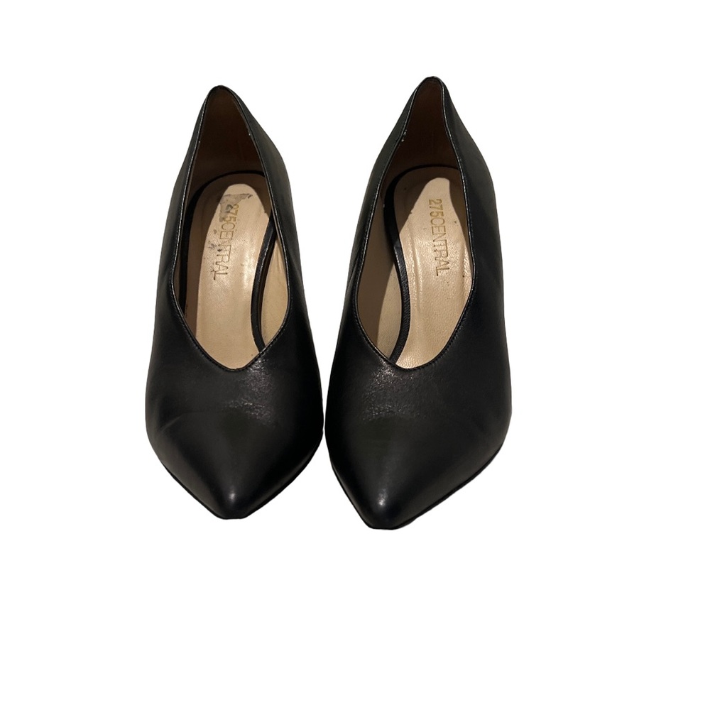 275Central Black Draco heel V cut pointed toe all leather - Picture 2 of 6
